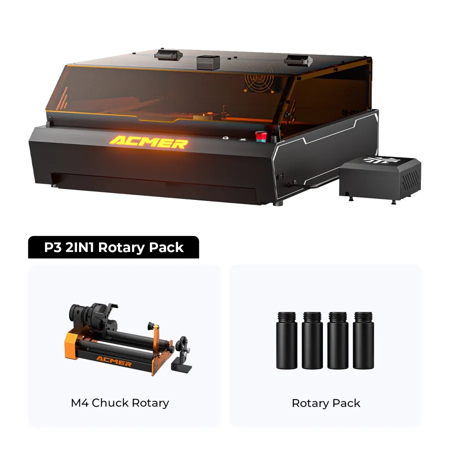 ACMER P3 2-in-1 in the rotary bundle with chuck rotary module and risers