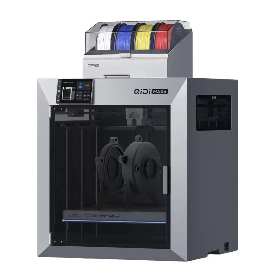 QIDI Max4 with QIDI Box mounted on top for multi-colour printing