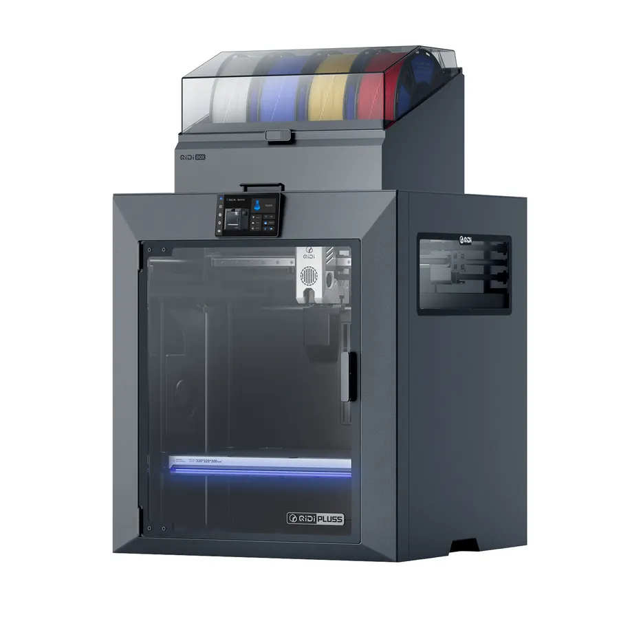 QIDI Plus5 with QIDI Box mounted on top for multi-colour printing